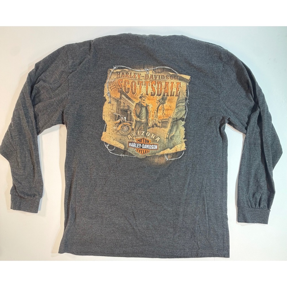 Harley Davidson Scottsdale Arizona Long Sleeve Graphic T-Shirt Charcoal XL
